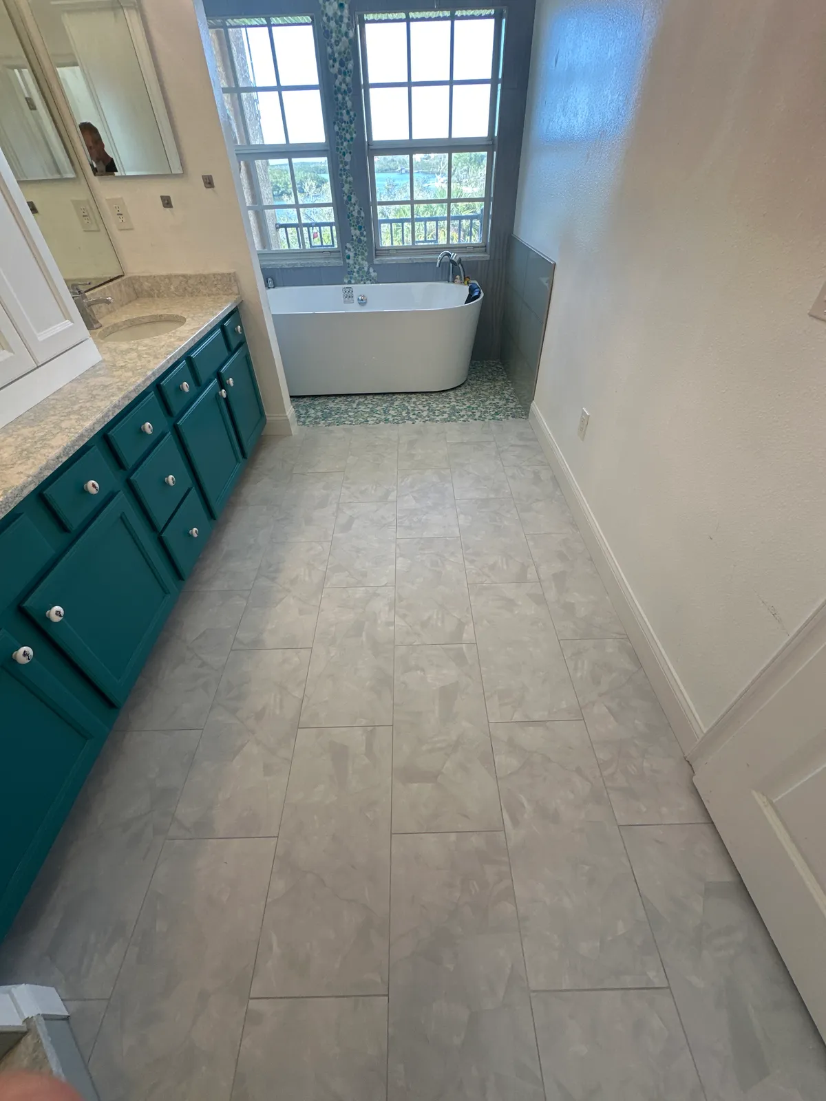 Full bathroom remodel with custom tile and vanity — Tampa Bay